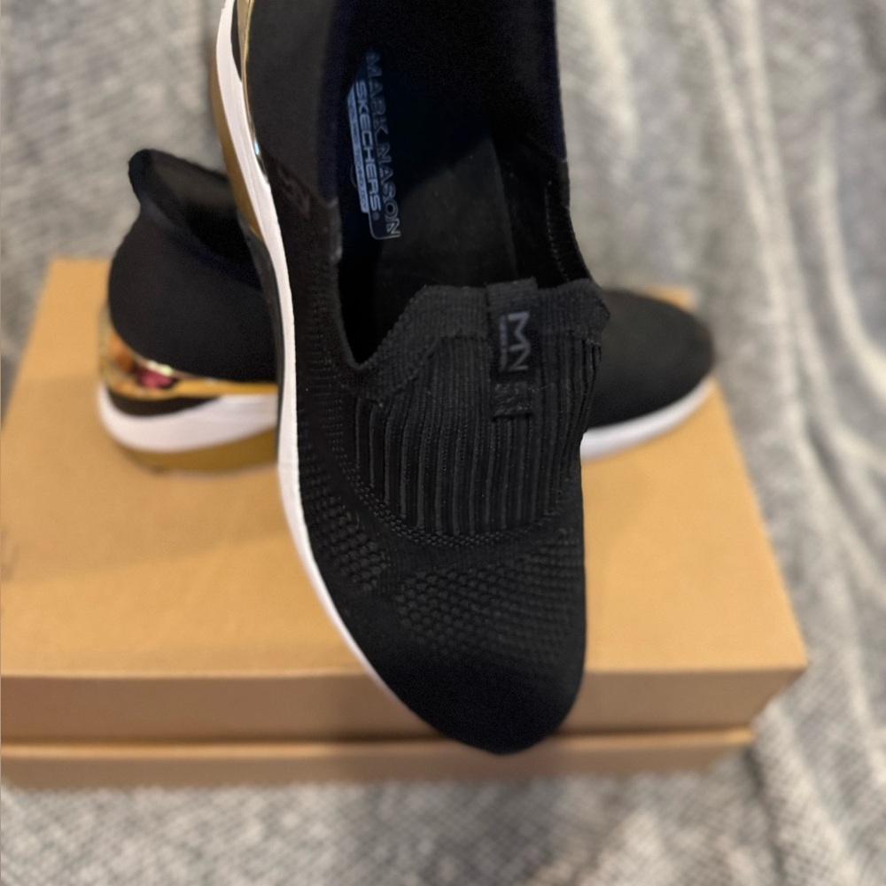 Michael Kors Black and Gold Slip-On Sneakers
